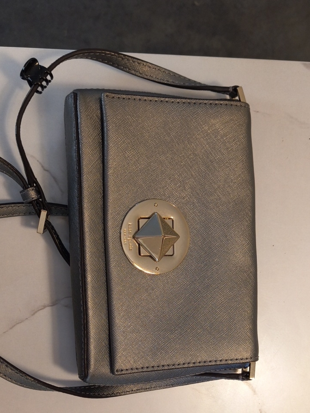 Kate Spade Gray Crossbody Bag with Gold Star Turnlock